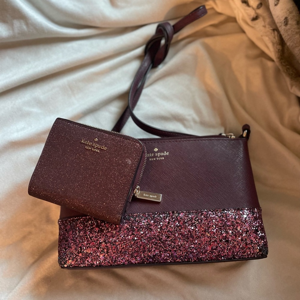 Kate spade Greta glitter crossbody with matching wallet